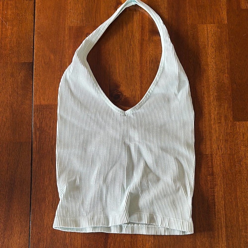 Urban Outfitters Teal Halter Neck Ribbed Top